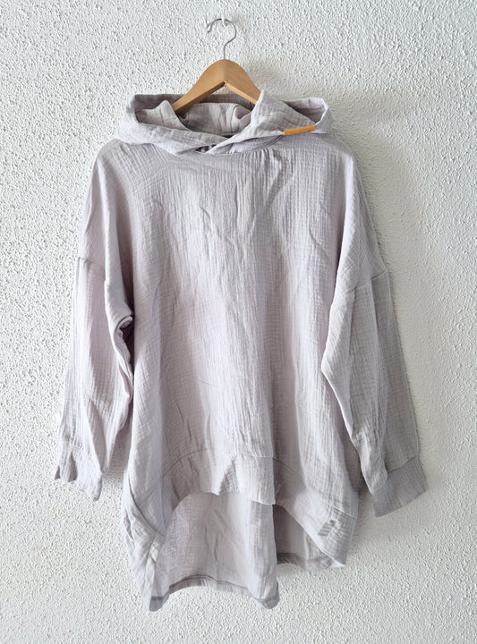 Ikigai organikus pamut kapucnis pulóver - Lenge, lélegző - Fehér - PatentDuo