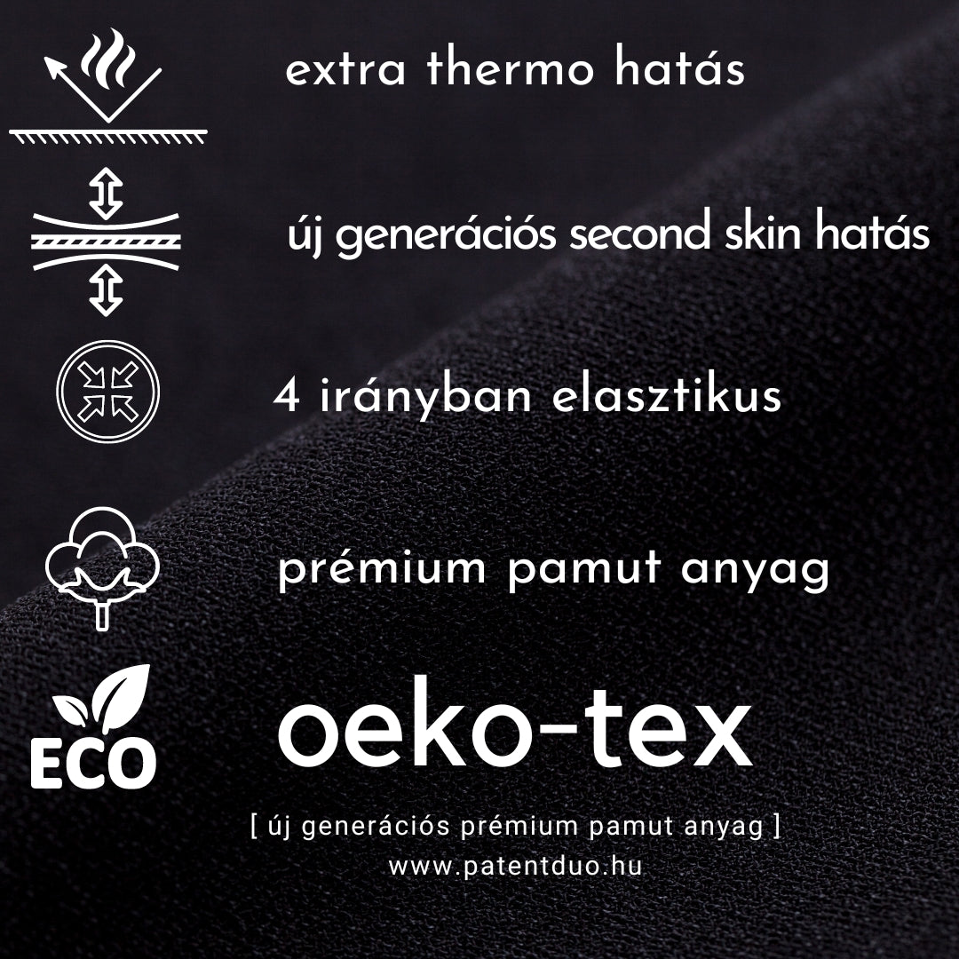 Női organikus pamut jóga- és sport leggings - Fekete thermo - PatentDuo