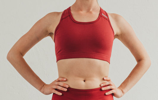 Organikus pamut sportmelltartó - Bordópiros - PatentDuo