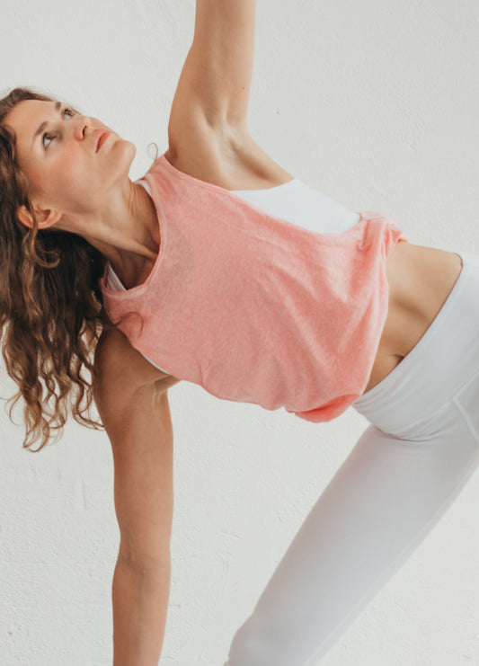 Női organikus pamut jóga- és edző trikó - Melír púder - PatentDuo