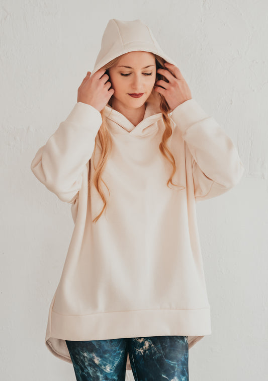 Ikigai organikus pamut kapucnis pulóver - Krém - PatentDuo