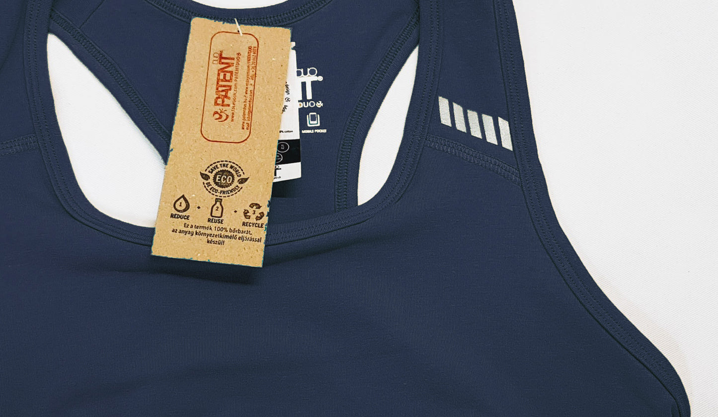 Prémium Technikai sportmelltartó TINTAKÉK - PatentDuo