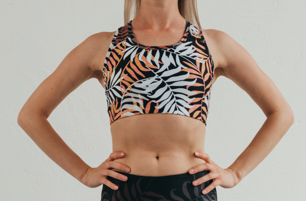 Prémium mintás Technikai jóga, pilates sportmelltartó TROPIC - PatentDuo