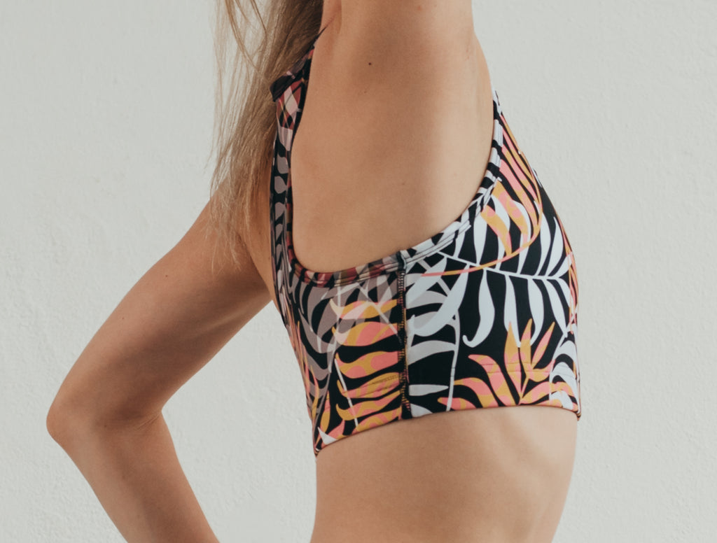 Prémium mintás Technikai jóga, pilates sportmelltartó TROPIC - PatentDuo