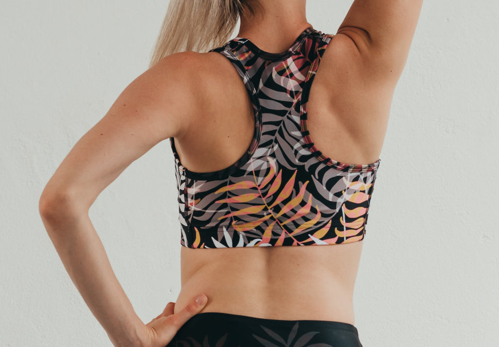 Prémium mintás Technikai jóga, pilates sportmelltartó TROPIC - PatentDuo