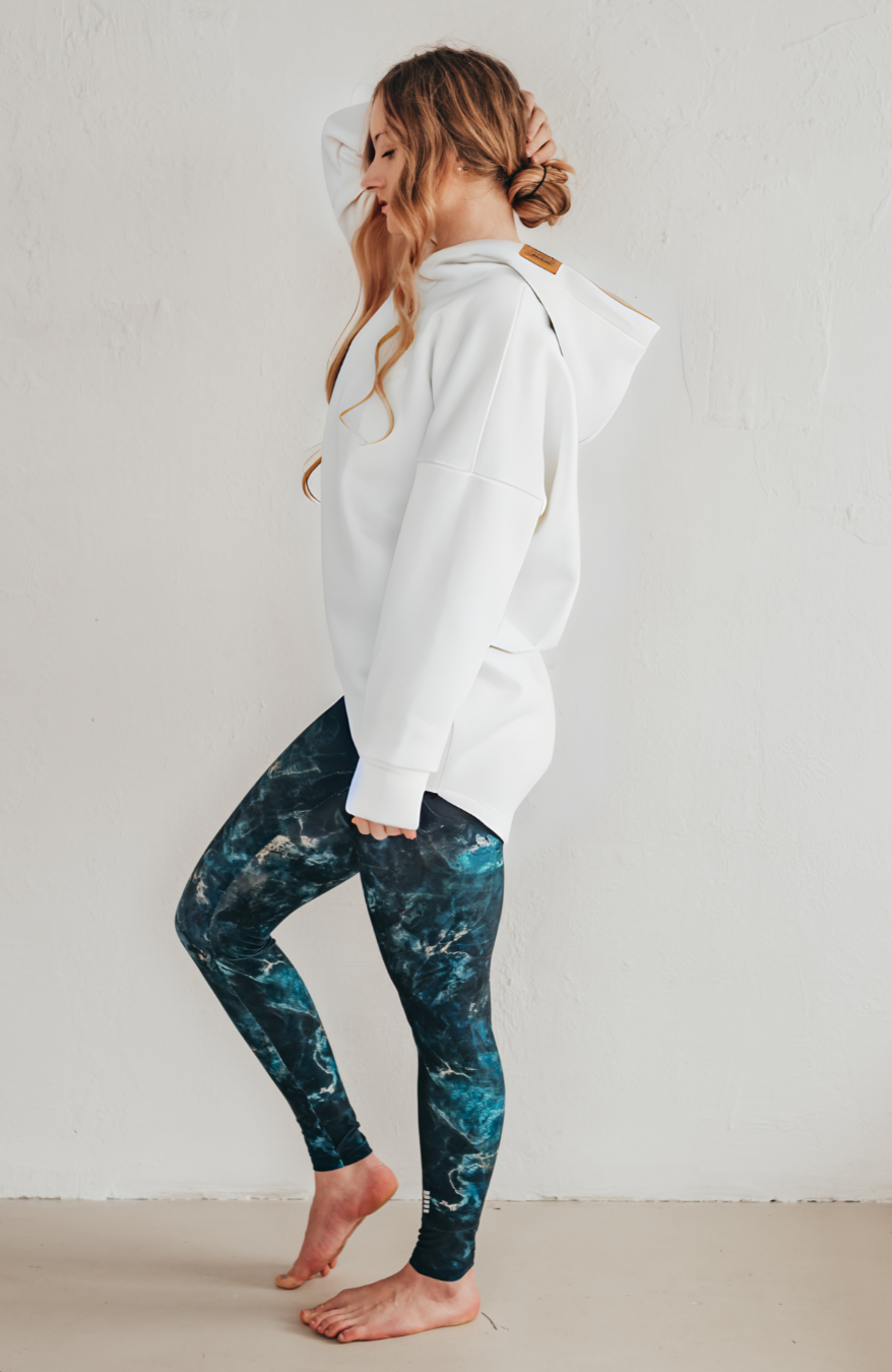 fehér jóga pulóver pamut oldalról