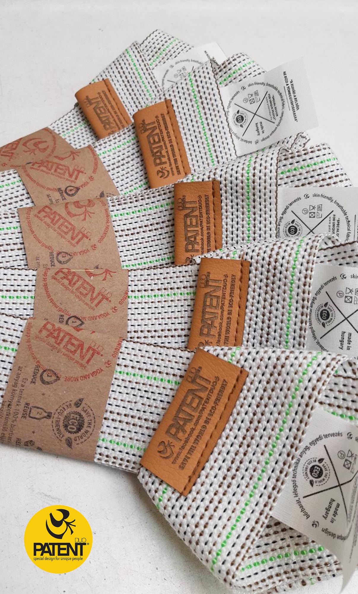 PATENTDUO 2in1 - jóga heveder és matractartó együtt RECYCLING fonalból – natur