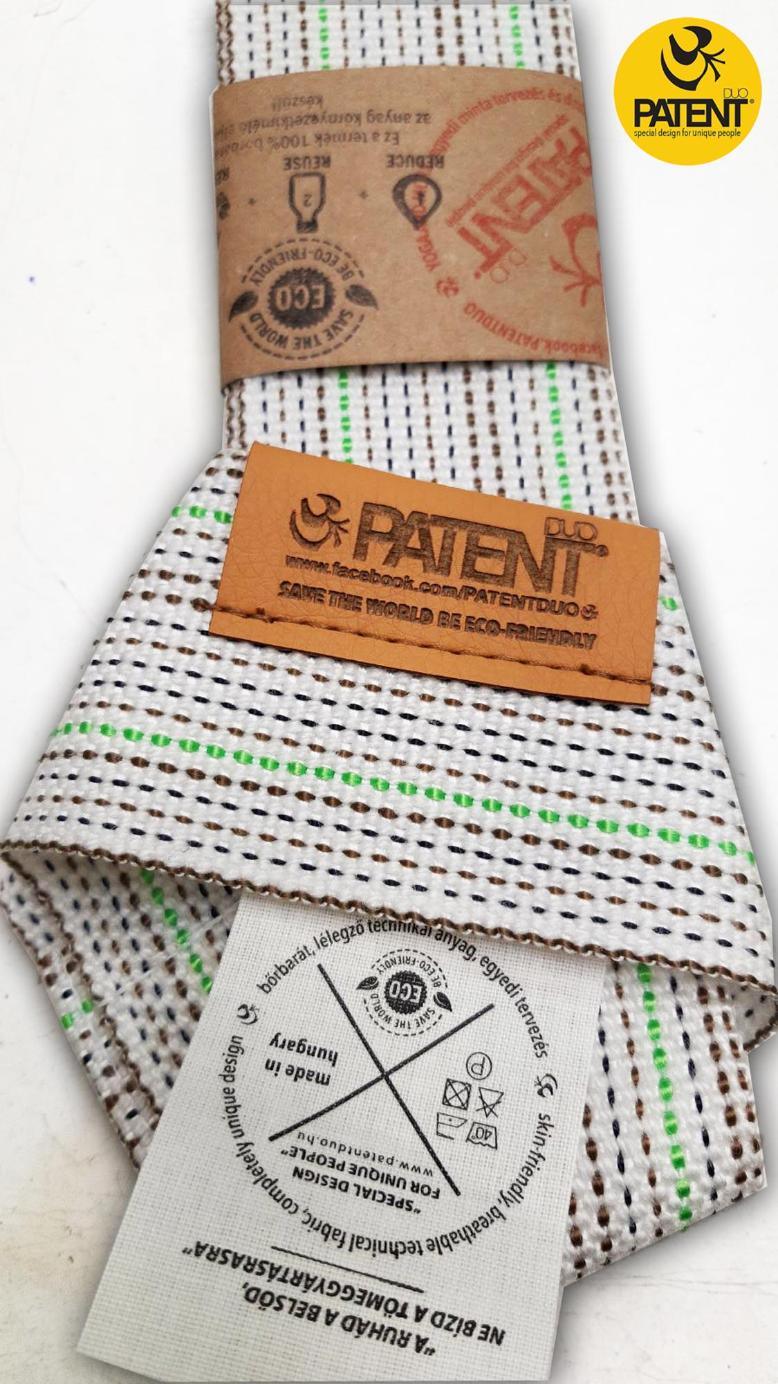 PATENTDUO 2in1 - jóga heveder és matractartó együtt RECYCLING fonalból - PatentDuo